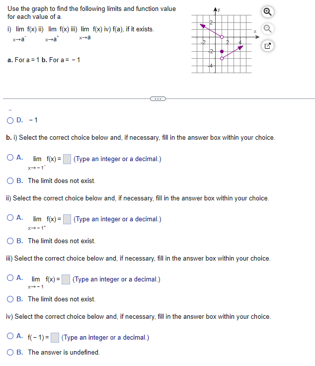 Ay for each value of a. i) lim f(x) ii) lim f(x)