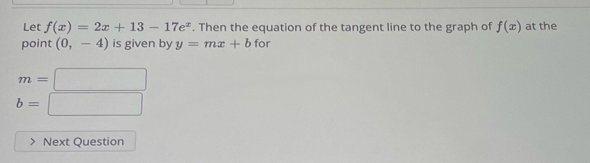  Let f(x) = 2x + 13 - 17et. Then the equation
