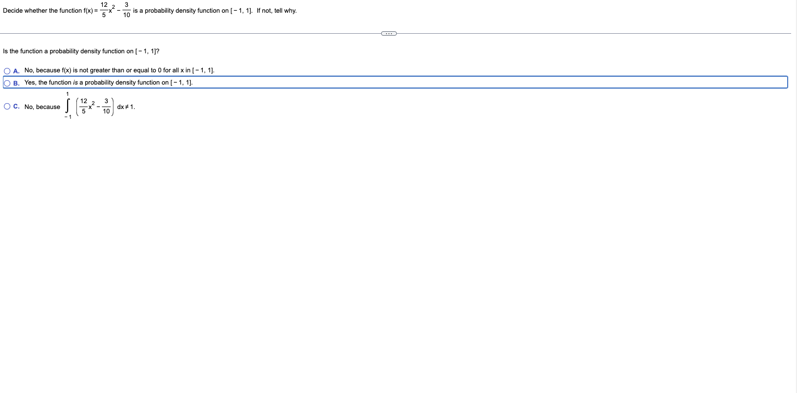 is a probability density function on [ - 1, 1]. If not,
