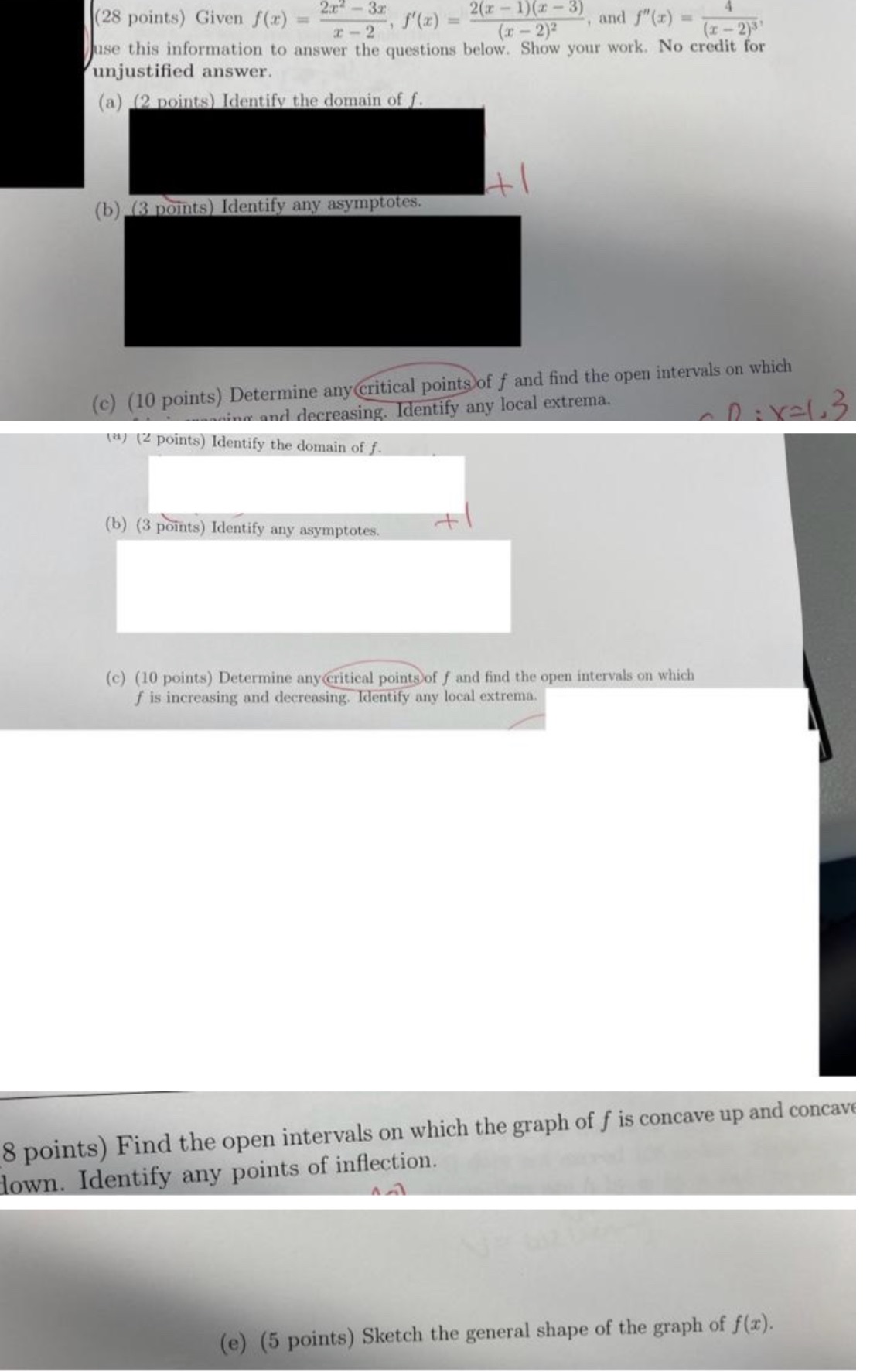  (28 points) Given f(x) = 21 - 3.x x - 2