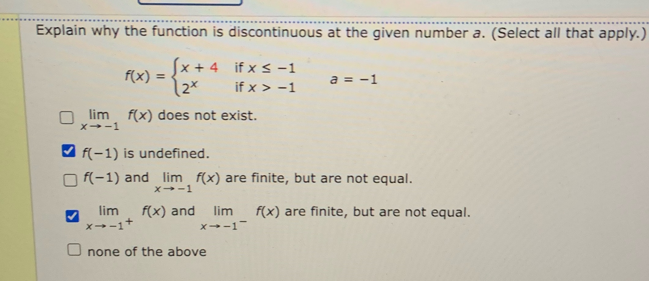 number a. (Select all that apply.) f ( x ) = x+