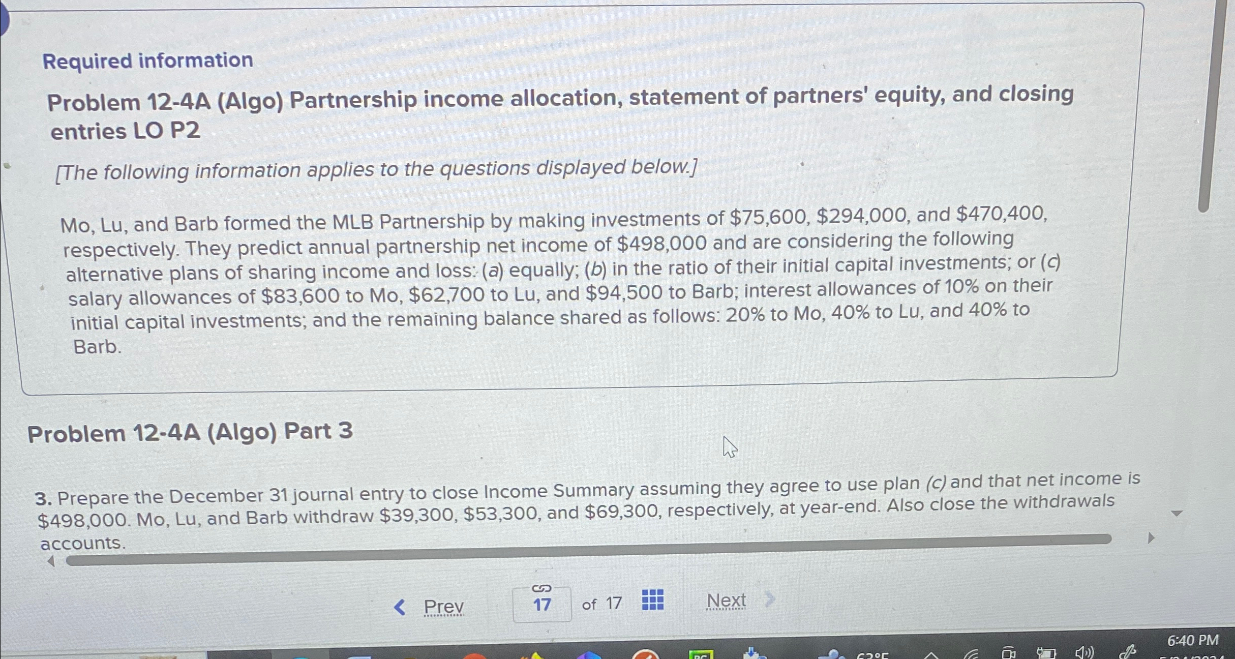 equity, and closing entries LO P2 [The following information applies to the
