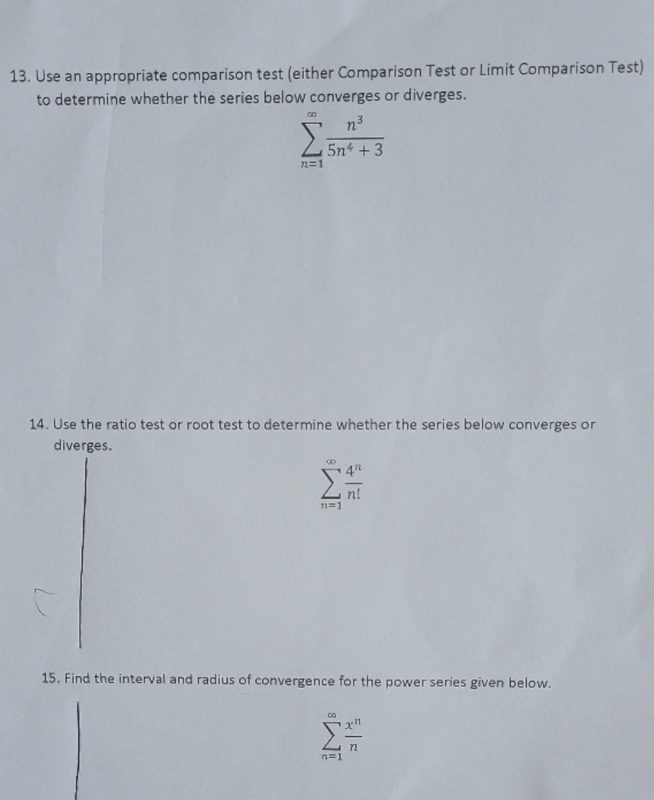 Need help with this 13. Use an appropriate comparison test (either
