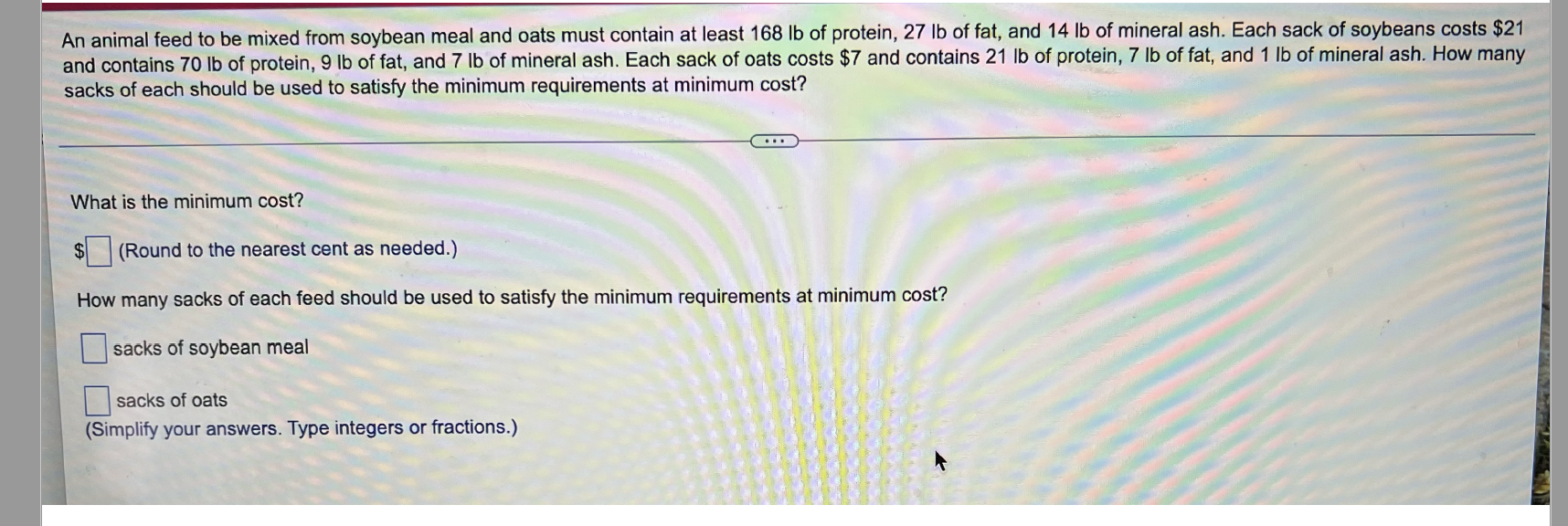 element.) The solution of the system is . (Type an ordered pair.)Write