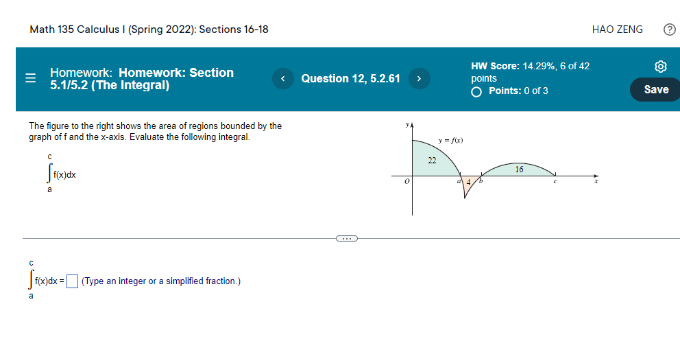 Math 135 Calculus | [Spring 2022}: Sections 16-13 HAD ZENG HW