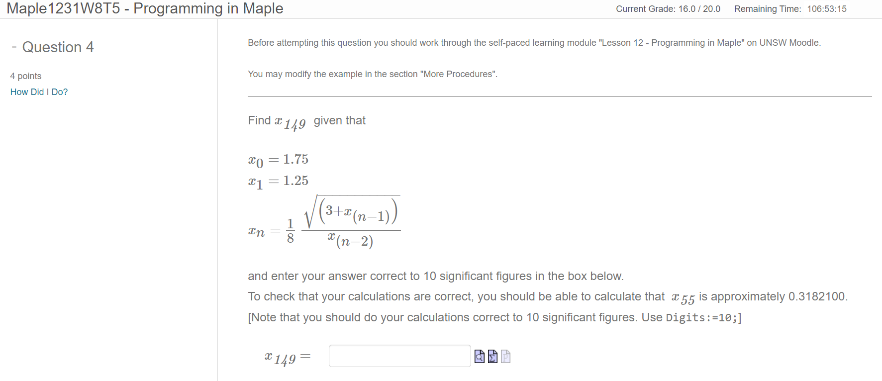 session The last question is usually harder! 4 points How Did I