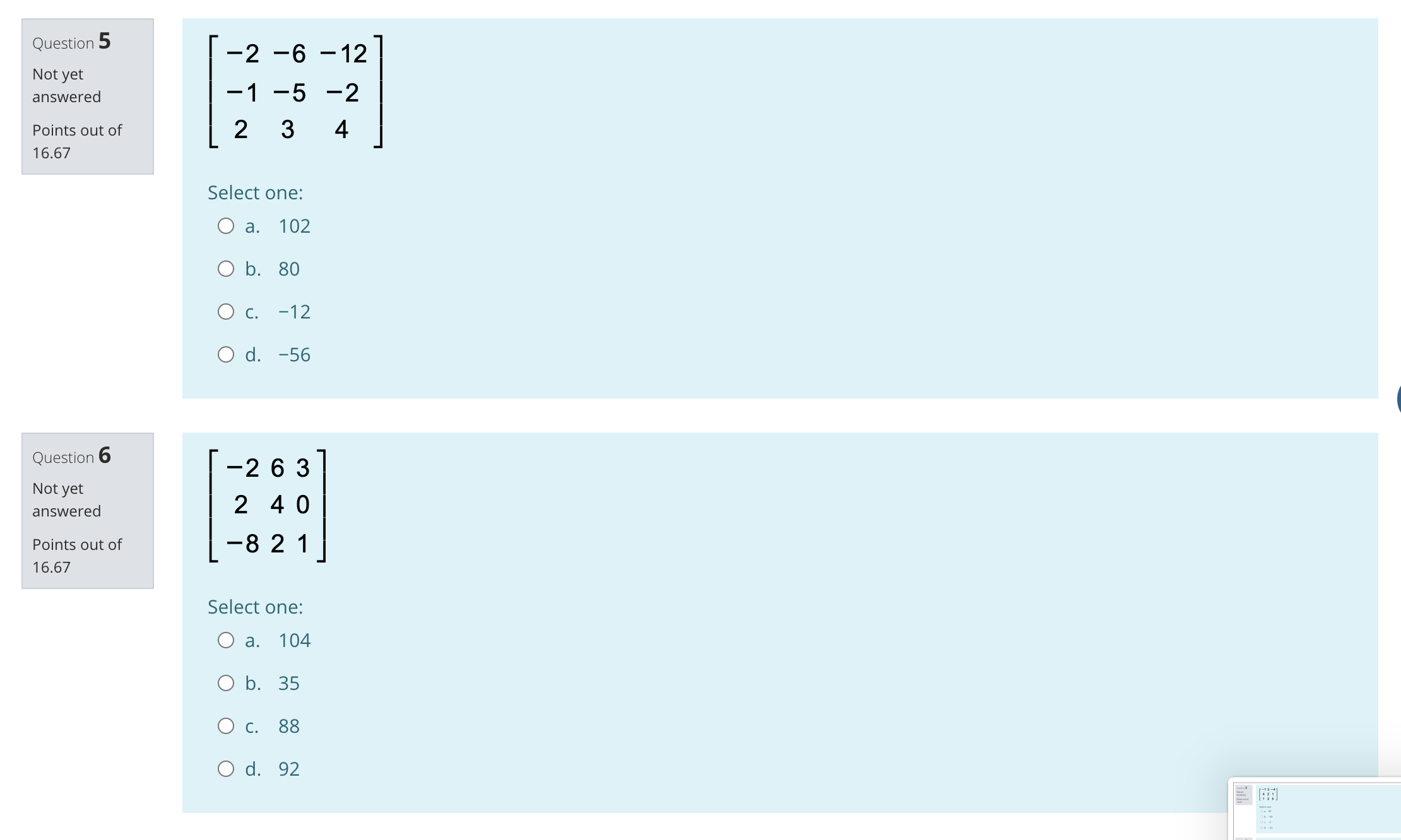 3 O c. - 27 O d. 27 Question 2 Not yet
