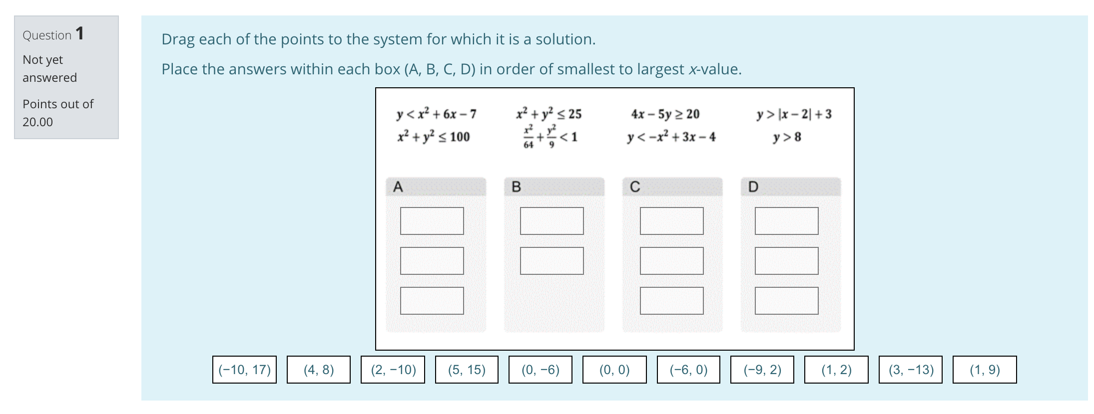 yet answered 4 2 1 Points out of 1 25 16.67 Select