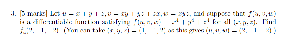 3. [5 marks Let u = cty + z,v = xy