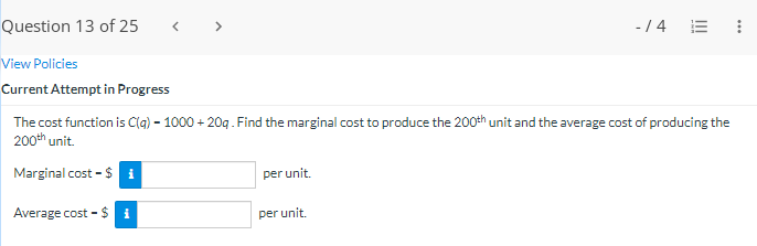 Question 13 of 25 View Policies rrent Attempt in Progress -14 The