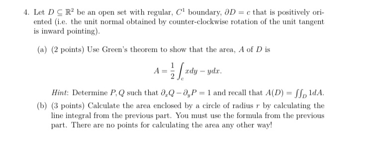 4. Let D C R' be an open set with regular,
