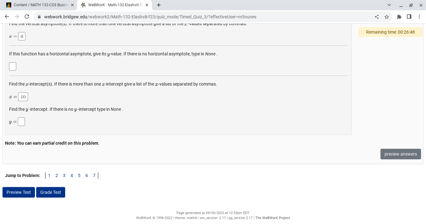 Content / MATH 132-CO3 Businex WeBWork : Math-132-Elashvili-f2 X + X