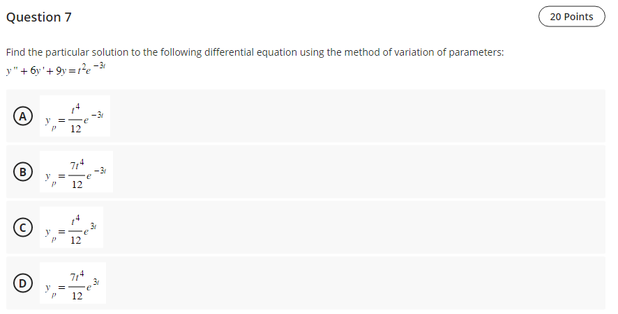differential equation using the method of variation of parameters: _'J.! y" +