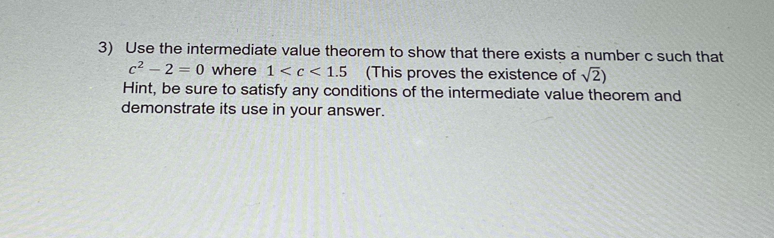 a number c such that c2 - 2 =0 where 1