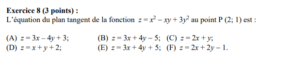 x2 - xy+ 3y2 at the point P (2; 1) is :