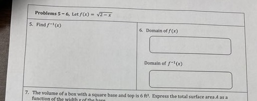 / (x) 6. Domain of f (x) Domain of / "(x) 7.
