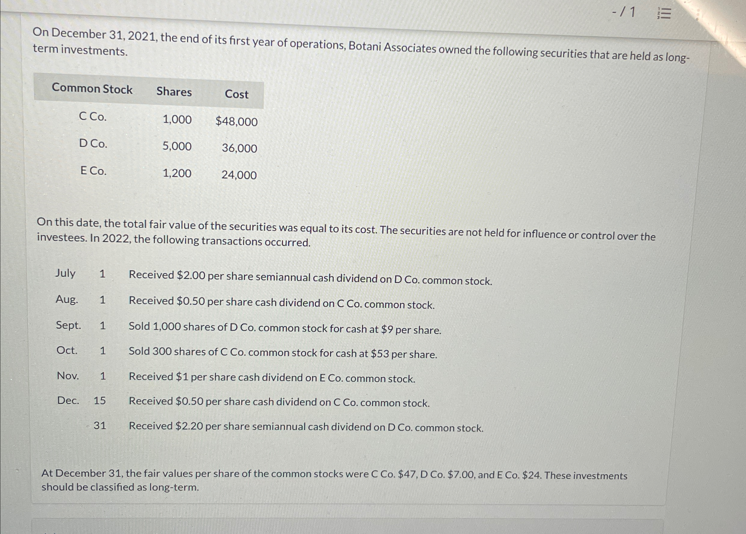 On December 31,2021, the end of its first year of operations,