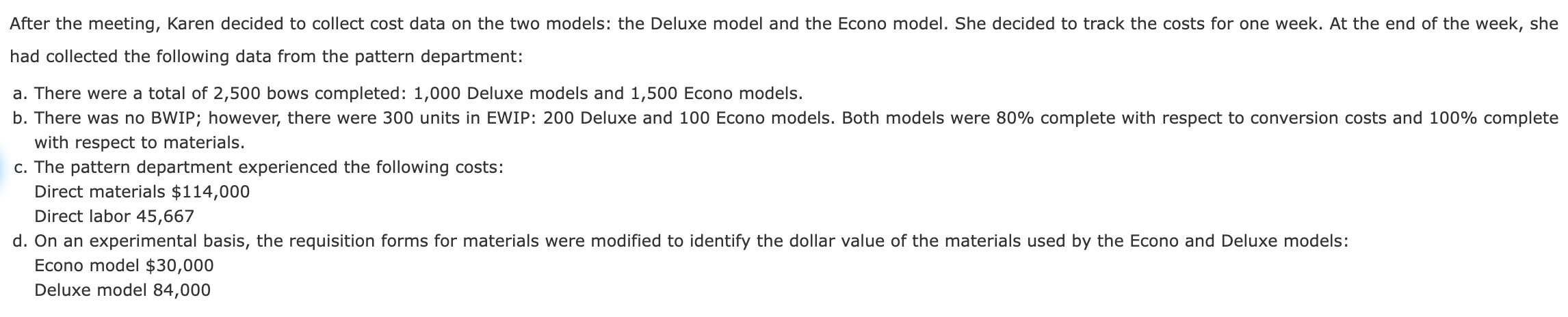  1. Compute the unit cost for the handles produced by the