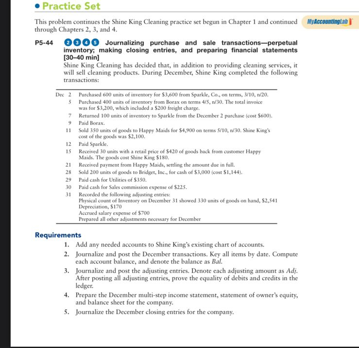 begun in Chapter 1 and continued through Chapters 2,3 and 4. P5-44(23(4)