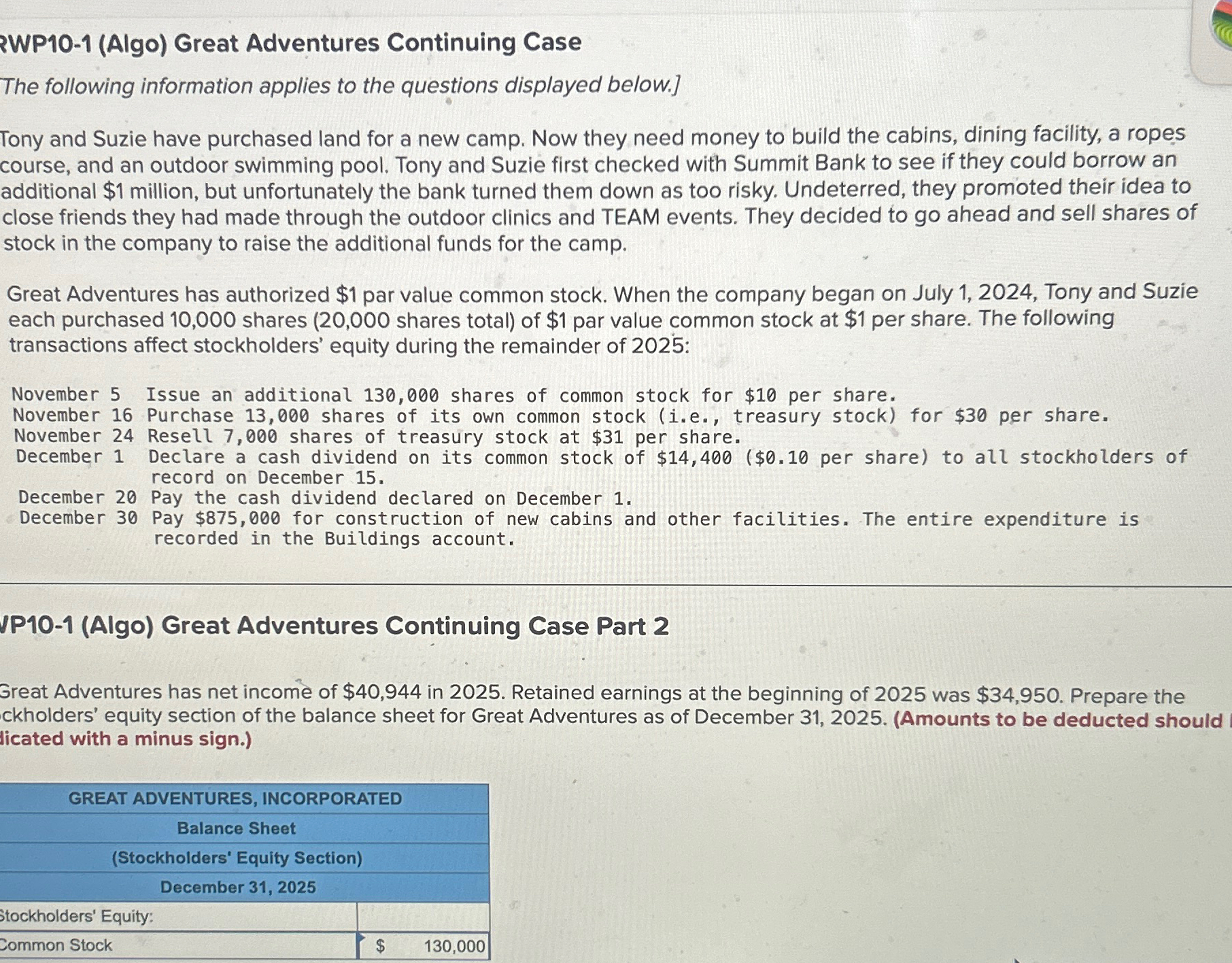 questions displayed below.] Tony and Suzie have purchased land for a new
