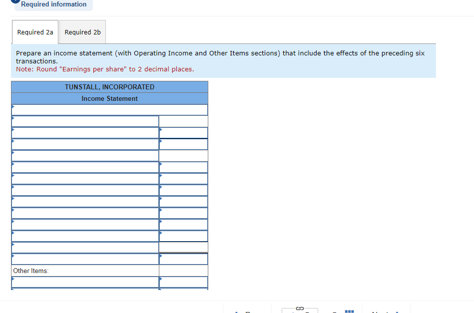 Balance Sheet and Income Statement Including Earnings per Share LO4-1,4-2,4-4 Skip to