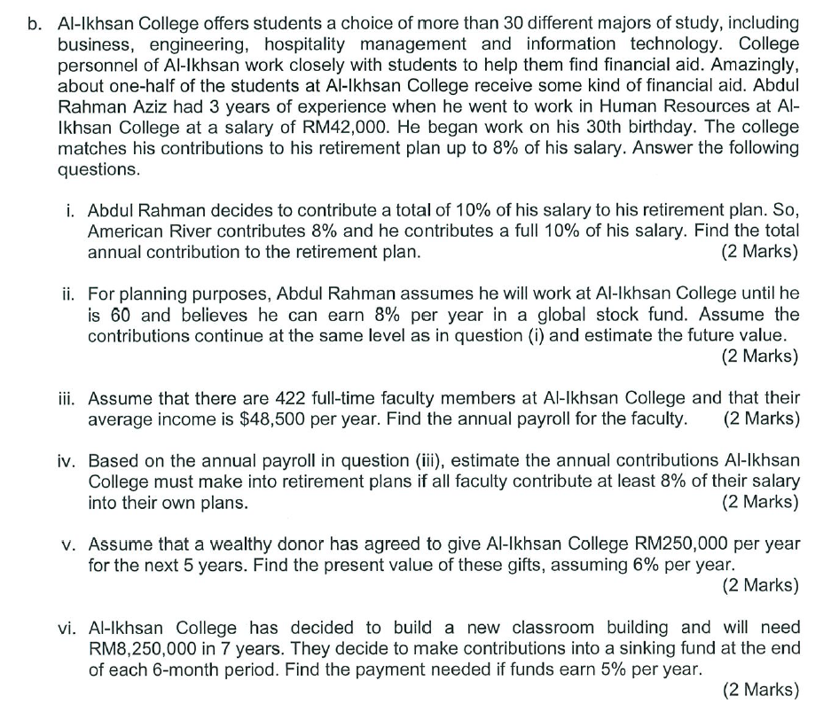 subject : quntitative methods b. Al-Ikhsan College offers students a choice