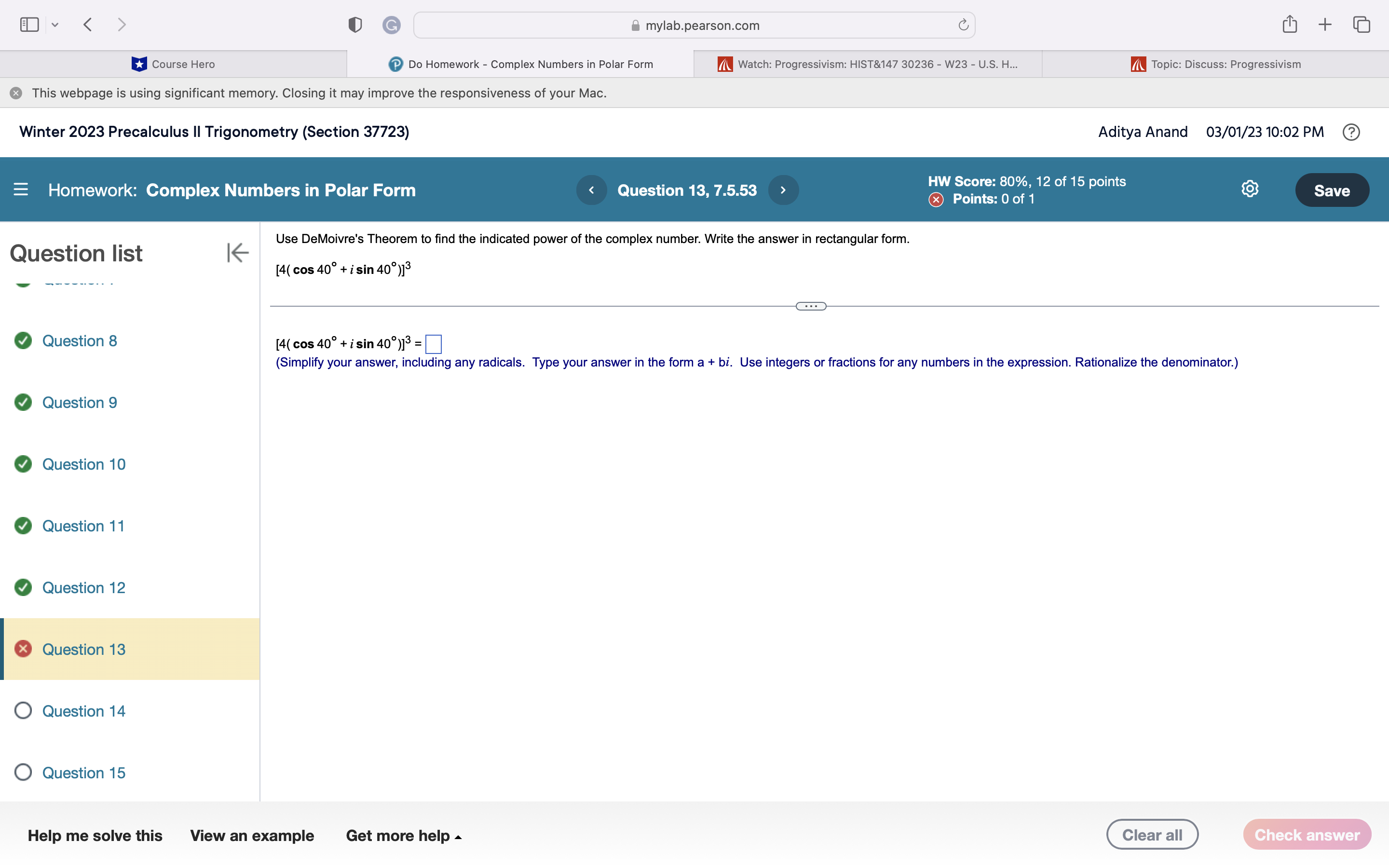 Hero 0 Do Homework - Complex Numbers in Polar Form Watch: Progressivism: