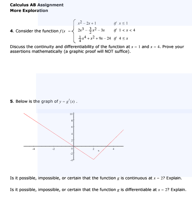 x51 4. Consider the function f(x 23 - 4x2 -3x if 1