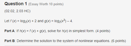 Part B: Determine the solution to the system of nonlinear equations. {6