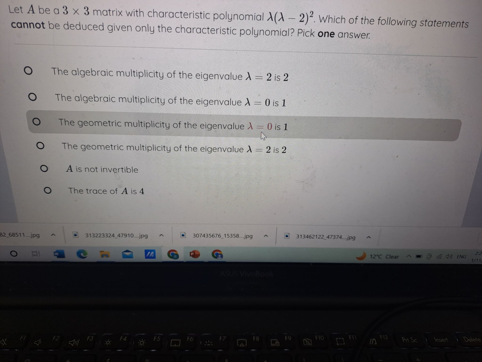 1(1 - 2)2. Which of the following statements cannot be deduced given