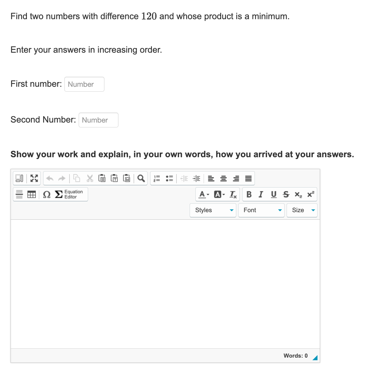  Find two numbers with difference 120 and whose product is a