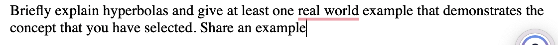 x24xy+3x+25y6 =0 Briefly explain hyperbolas and give at least one real world
