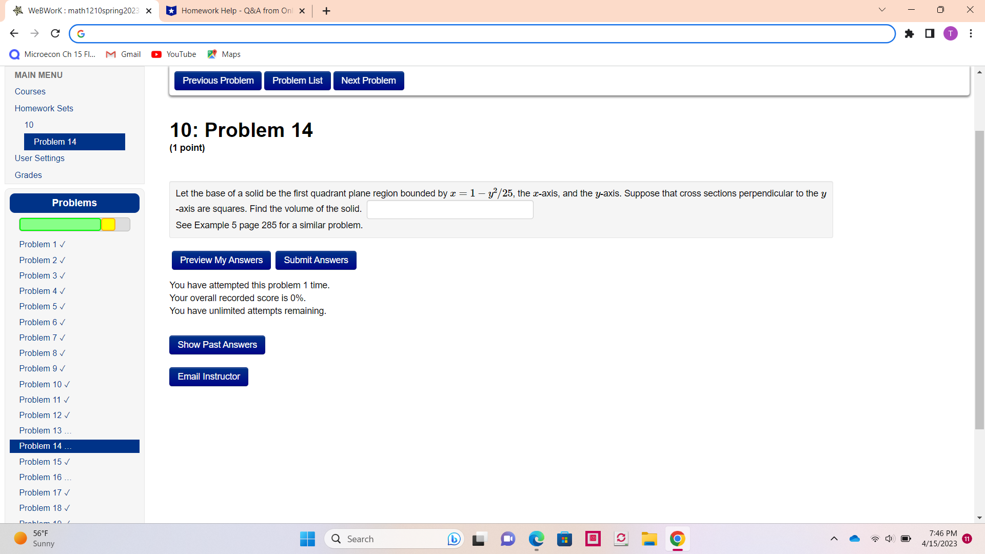 WeBWork : math1210spring2023 x Homework Help - Q&A from Onl x