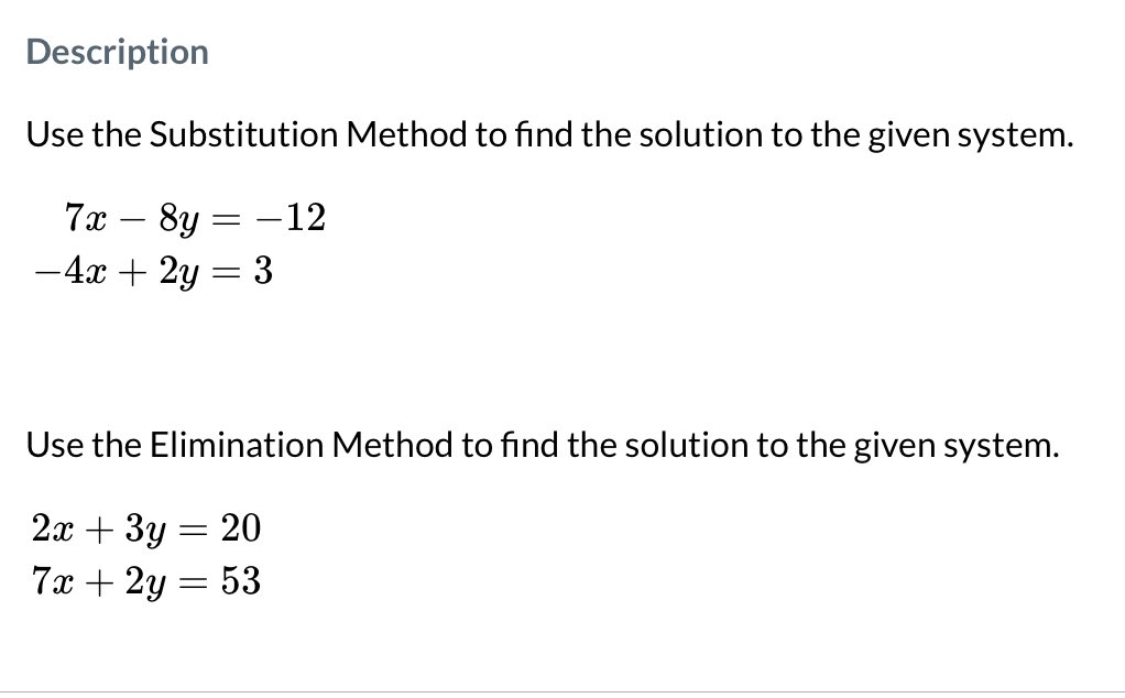 2x + 3y = 20 7x + 2y = 53\fSimplify the expression.