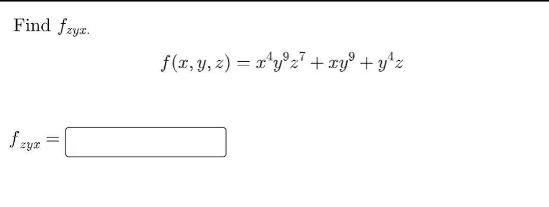 z = (x2+ 2x - 2y)Let w = x y cos(5z). Find