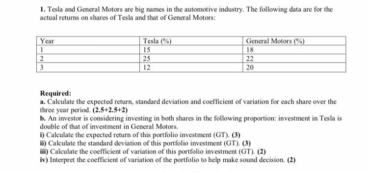 my question 1. Tesla and General Motors are big names in the