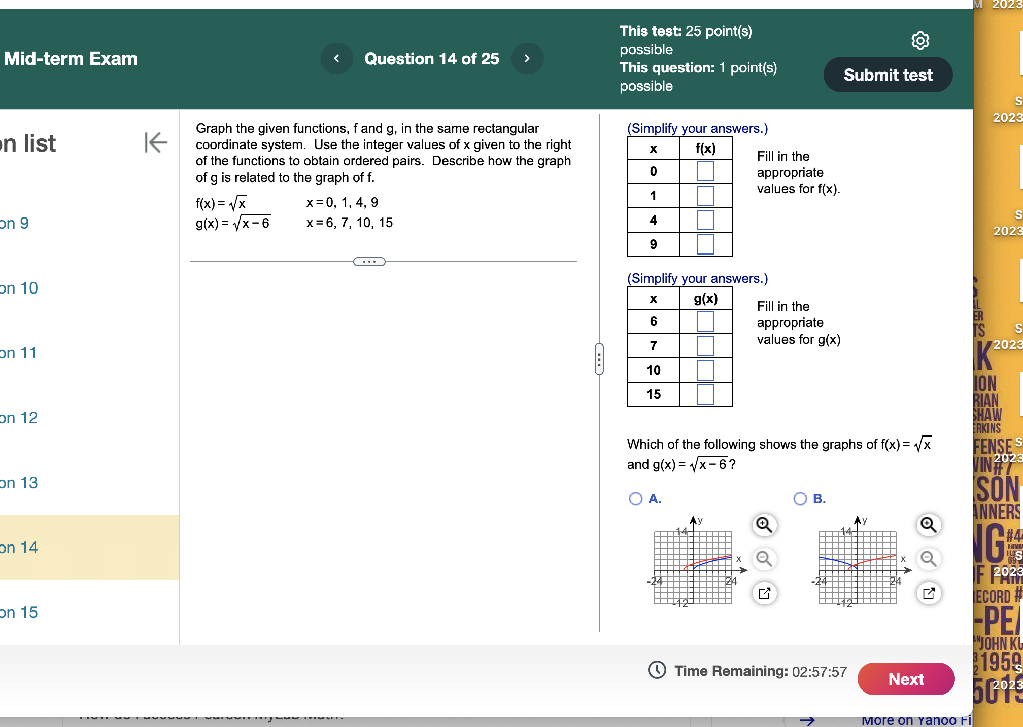 the same rectangular Question list K coordinate system. Describe how the graph