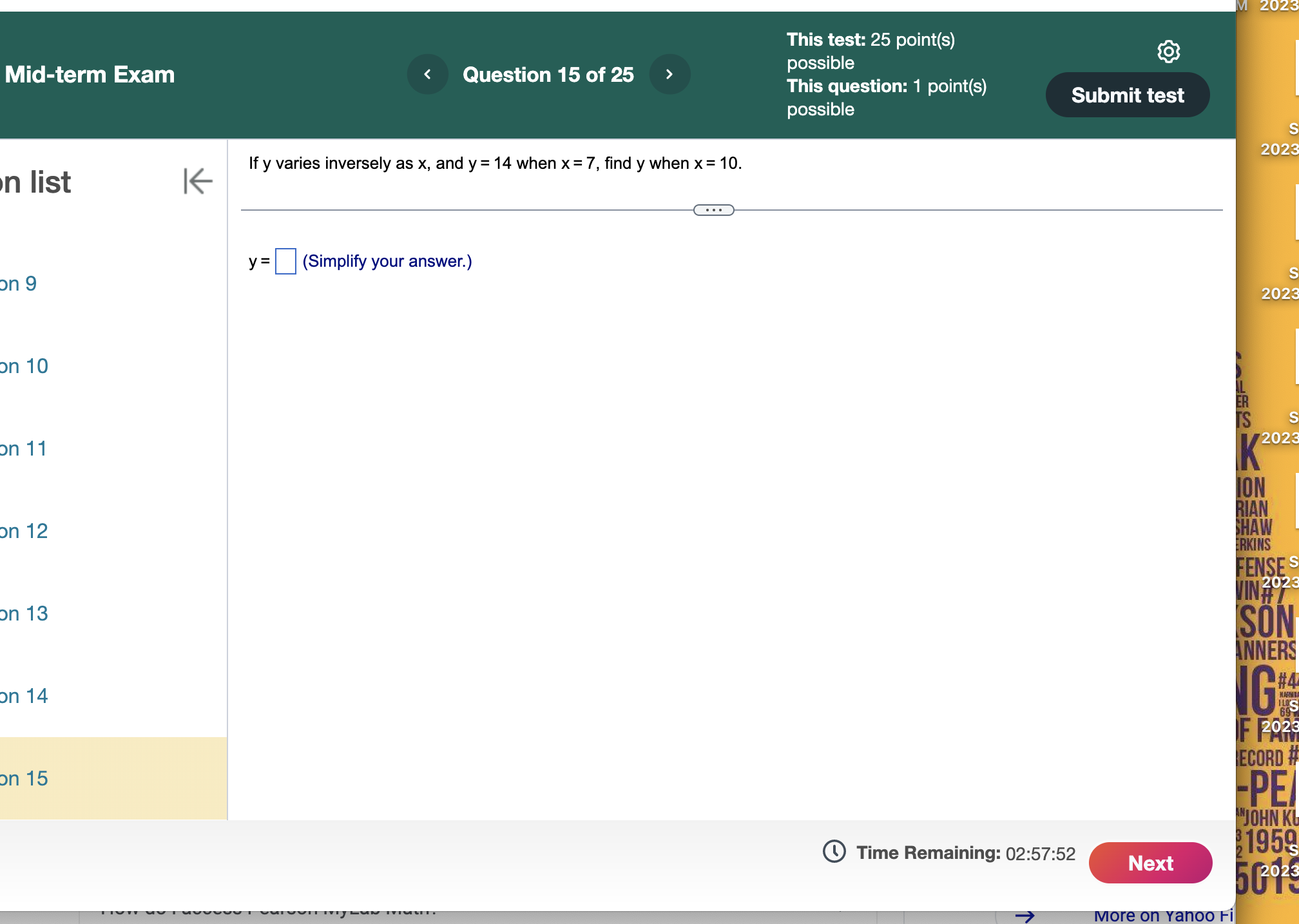 the segment is |:. 0 Question 4 (Type an ordered pair.) a