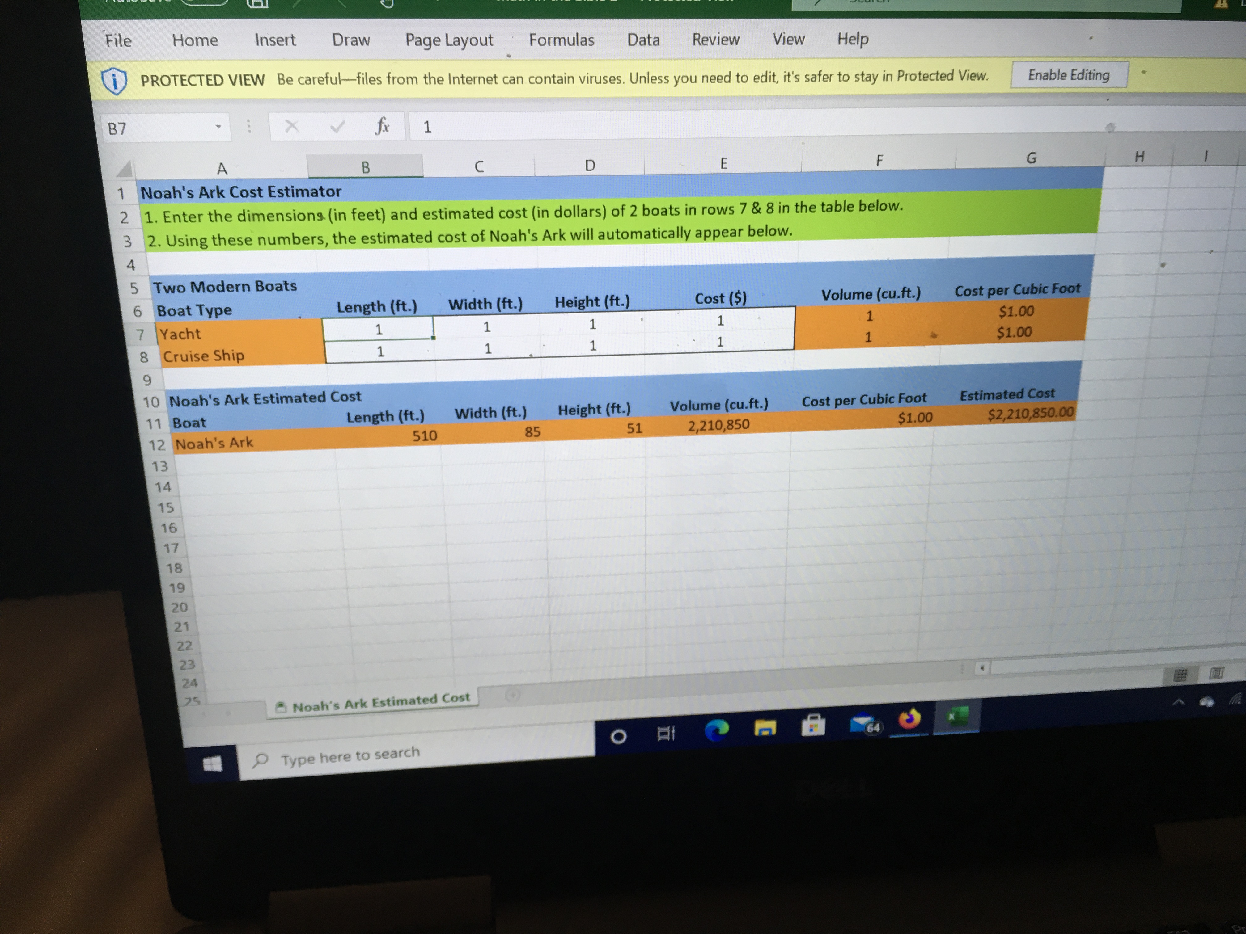 Noah's ark in today's economy. To answer the question we will compare