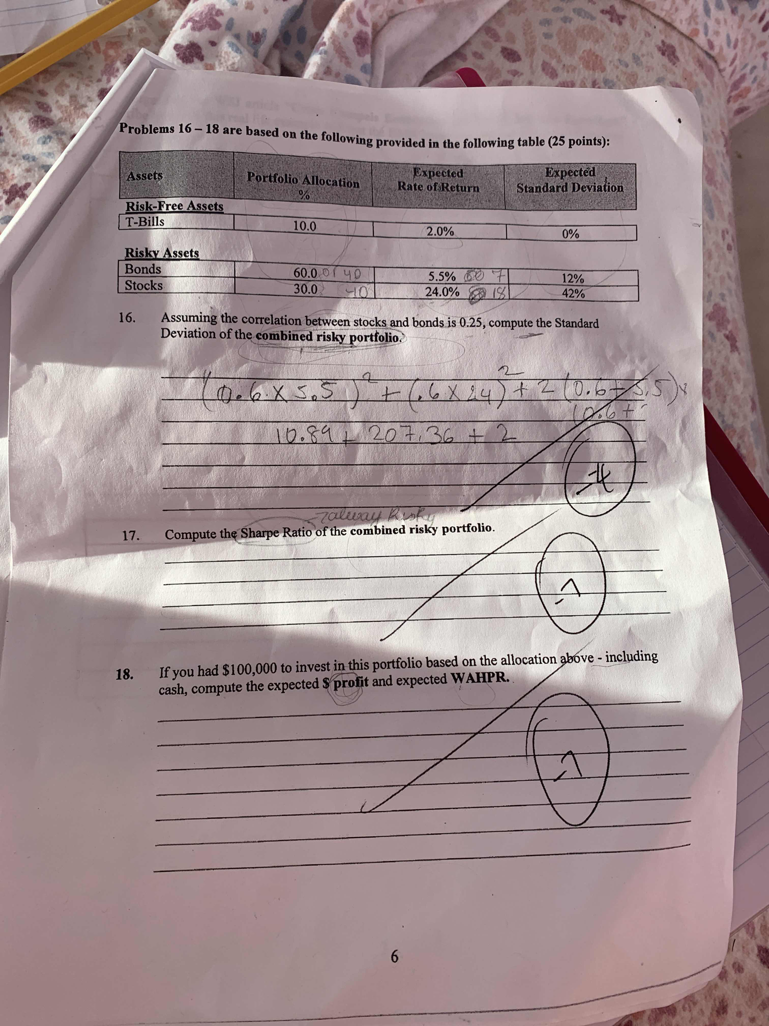 Problems 16- 18 are based on the following provided in the