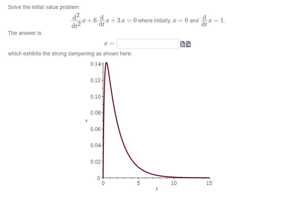 initially, a = 0 and ax=1. dt The answer is C =