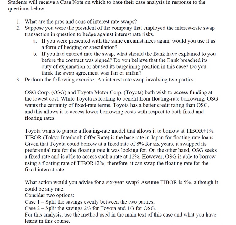 case analysis in response to the questions below. 1. \"that are the