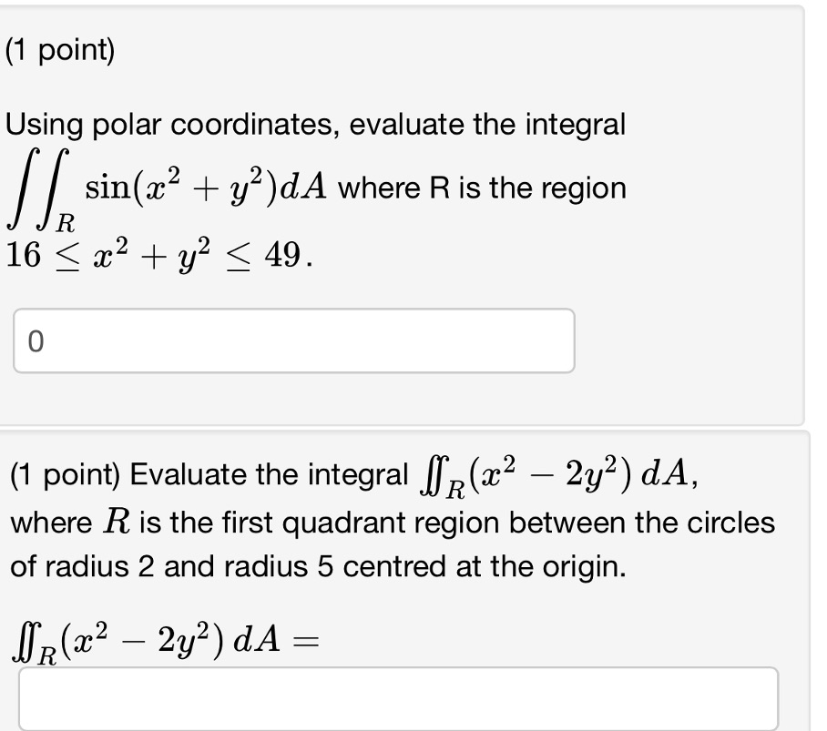 the integral // si11(3t:2 -l y2)dA where R is the region R