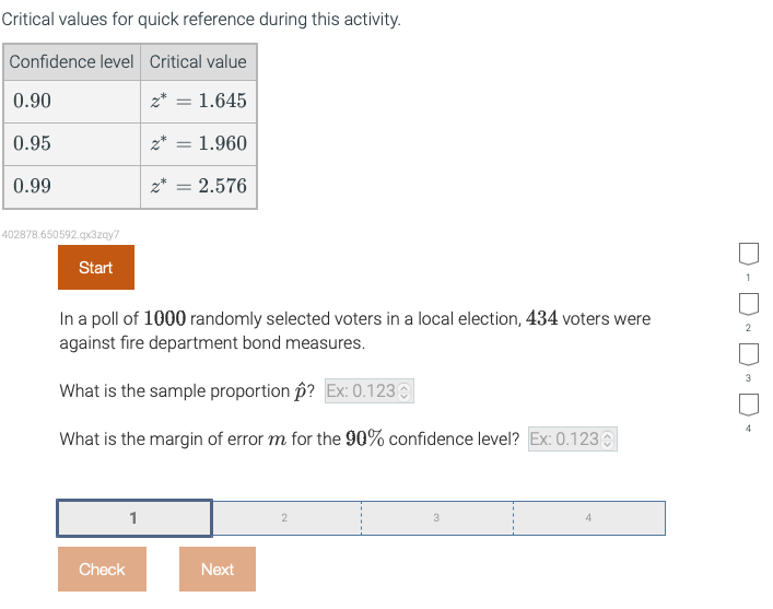  Critical values for quick reference during this activity. Confidence level |