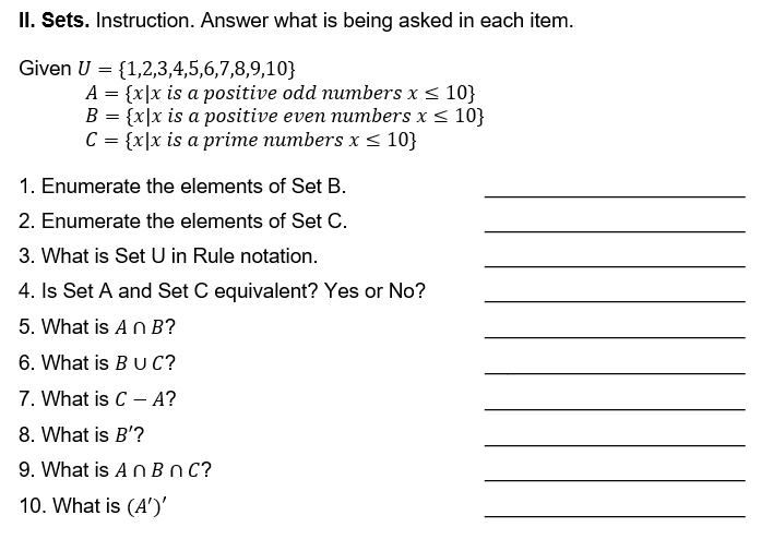 a positive even numbers I 5 10} C = {x|x is a