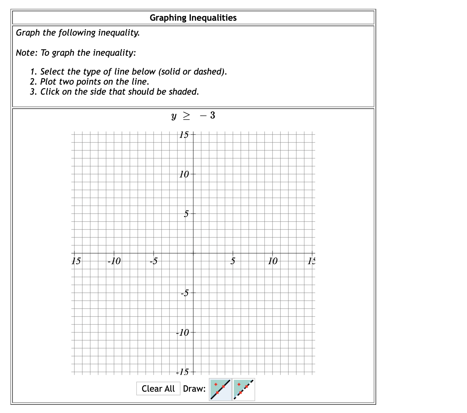 grid by selecting two of the points from your table. 4x +