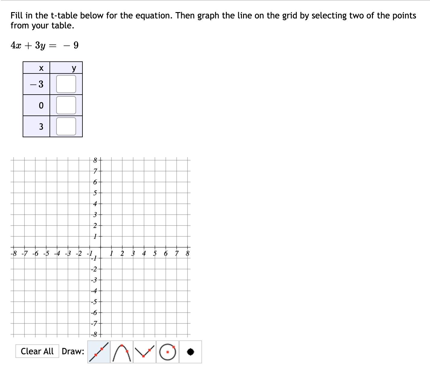line on the grid by selecting two of the points from your
