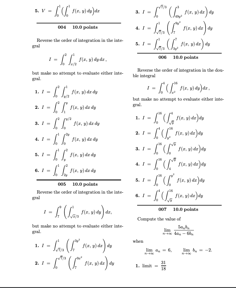 du) da 3. 1 = 6 (12, f(x, u)dx) dy 004 10.0