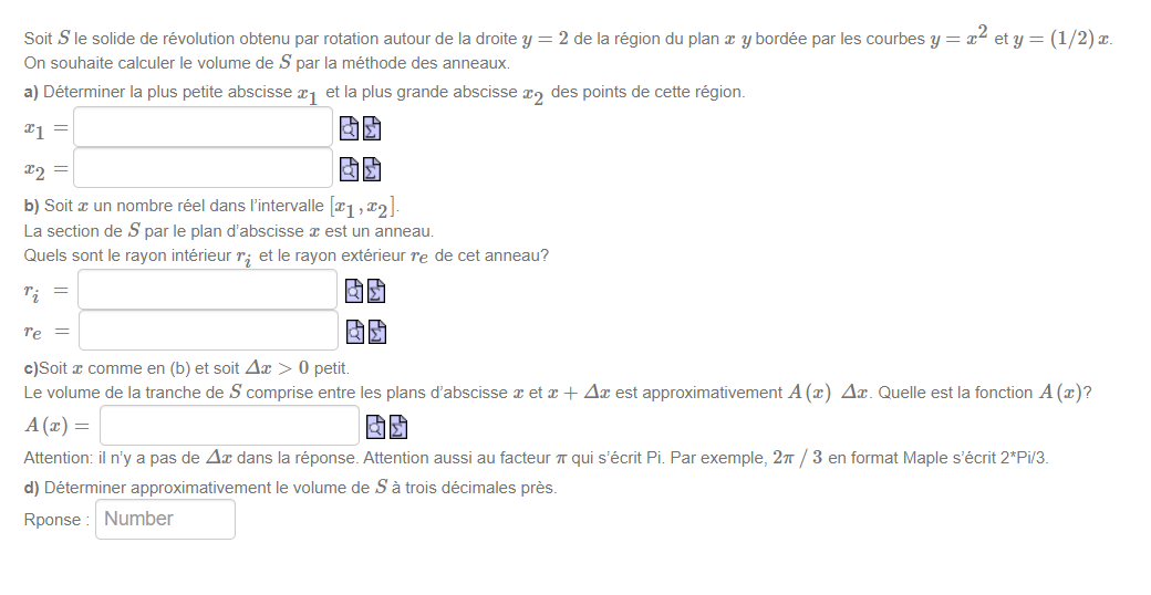 Soit S le solide de rvolution obtenu par rotation autour de la