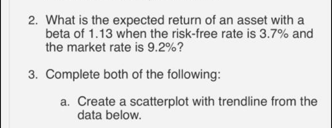  Answer to these questions 2. What is the expected return of